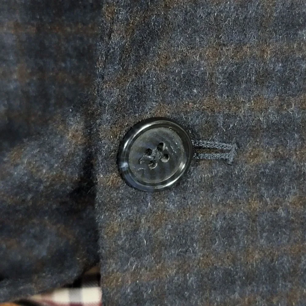 Nautica Men's‎ Flannel Sport Coat Blazer Two Button Brown Navy Plaid Size 46L